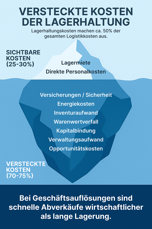 Eisberg Diagramm - versteckte Kosten der Lagerhaltung